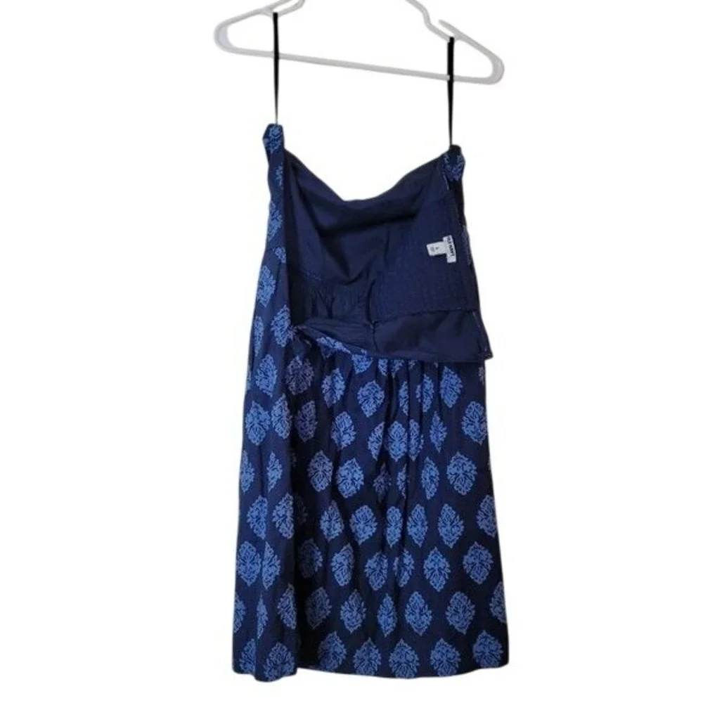 Old Navy Strapless Dress womens S/6 Blue 100% cotton boho mini A-line sweetheart